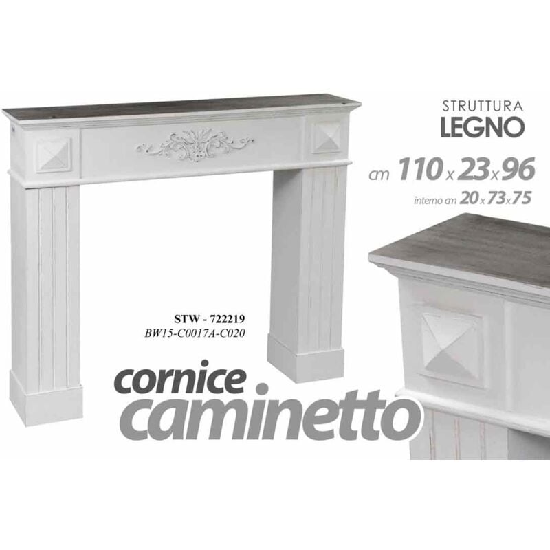foto del prodotto cornice finto camino stile shabby cm 110 x 23 x 96