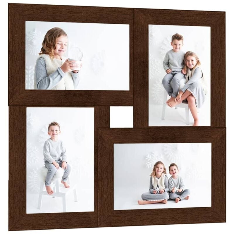 foto del prodotto cornice multipla per 4 foto 13x18cm marrone scuro in mdf vidaxl