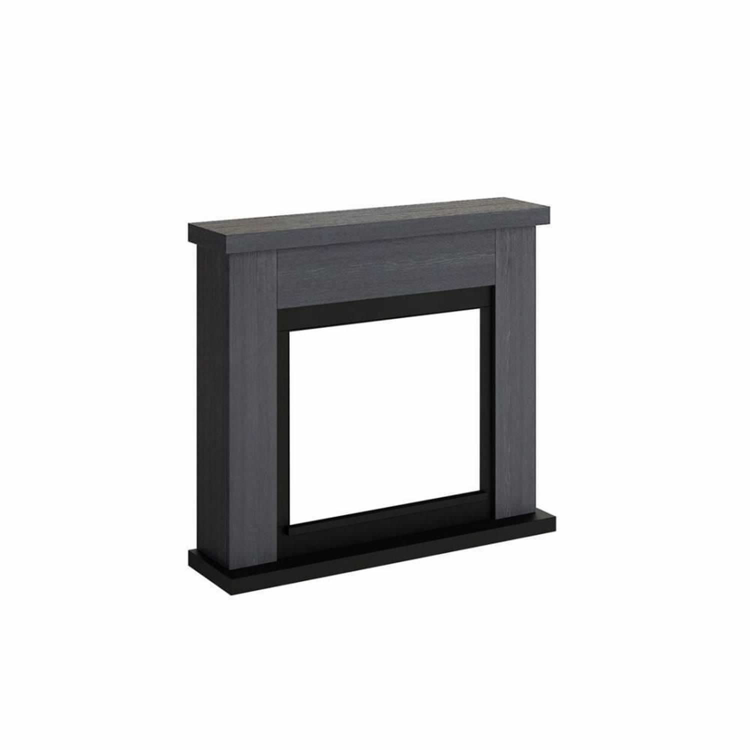 foto del prodotto cornice per camino elettrico tagu frode grigia in legno mdf caminetto