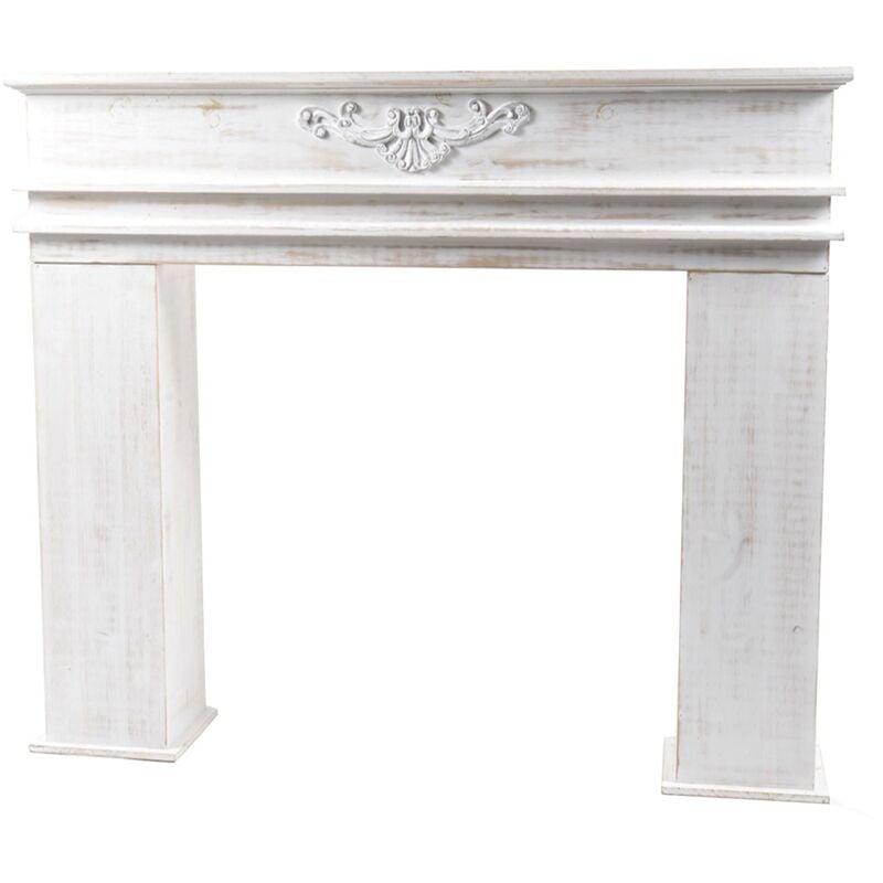 foto del prodotto cornice per camino in legno bianco, decorazione shabby h 85 cm