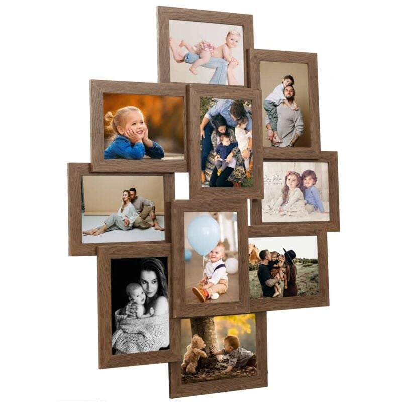 foto del prodotto cornice per collage 10x 10x15 cm foto marrone chiaro in mdf vidaxl