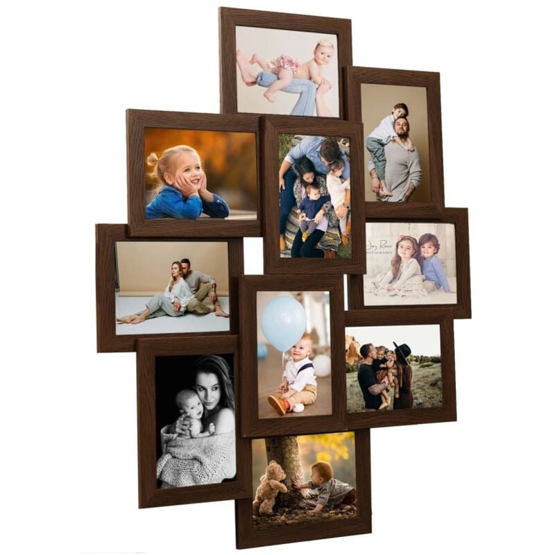 foto del prodotto cornice per collage 10x 10x15 cm foto marrone scuro in mdf vidaxl