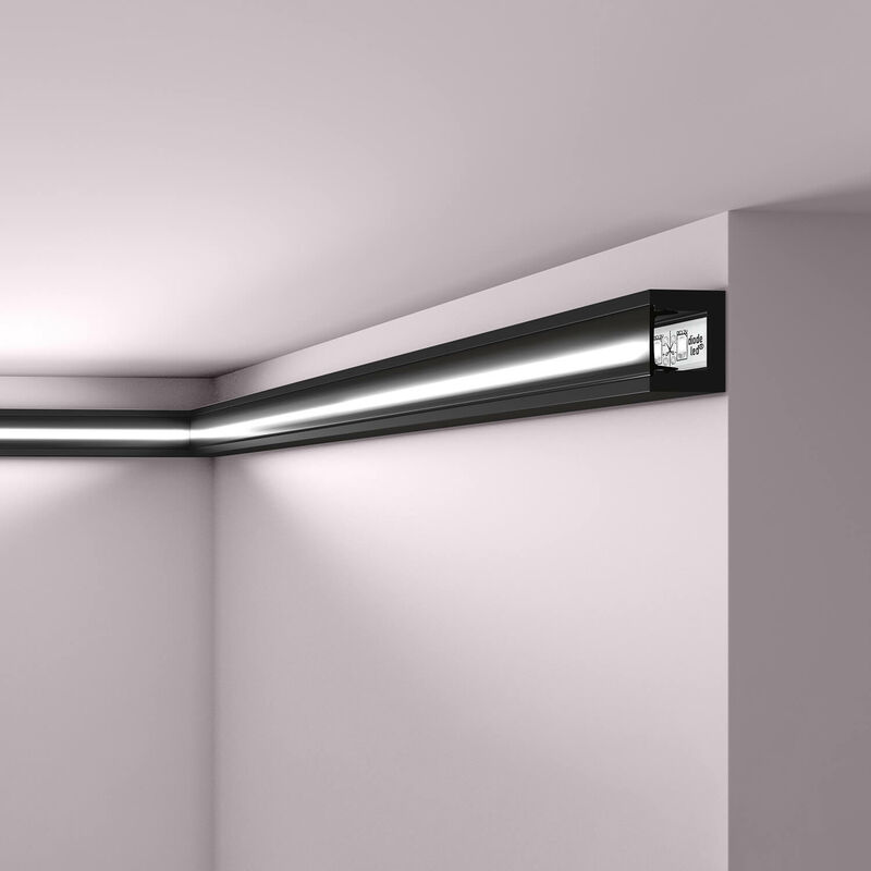 foto del prodotto cornice soffitto parete nmc il12 black wallstyl noel marquet modanatura cornice parete illuminazione indiretta design moderno nero 2 m