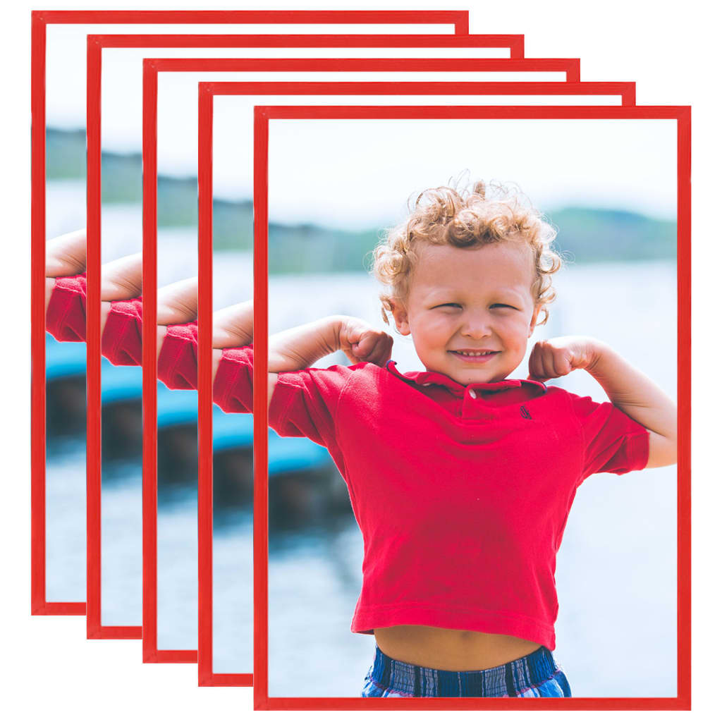 foto del prodotto cornici foto collage 5 pz per parete o tavolo rosse 70x90cm mdf cod mxl 57296