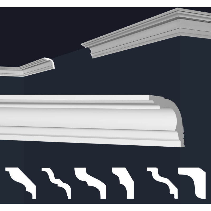 foto del prodotto cornici in xps polistirolo bianco per soffitto e pareti, modelli di cornici e cornici 20 metri 10 strisce, e 42 35x35 mm marbet design