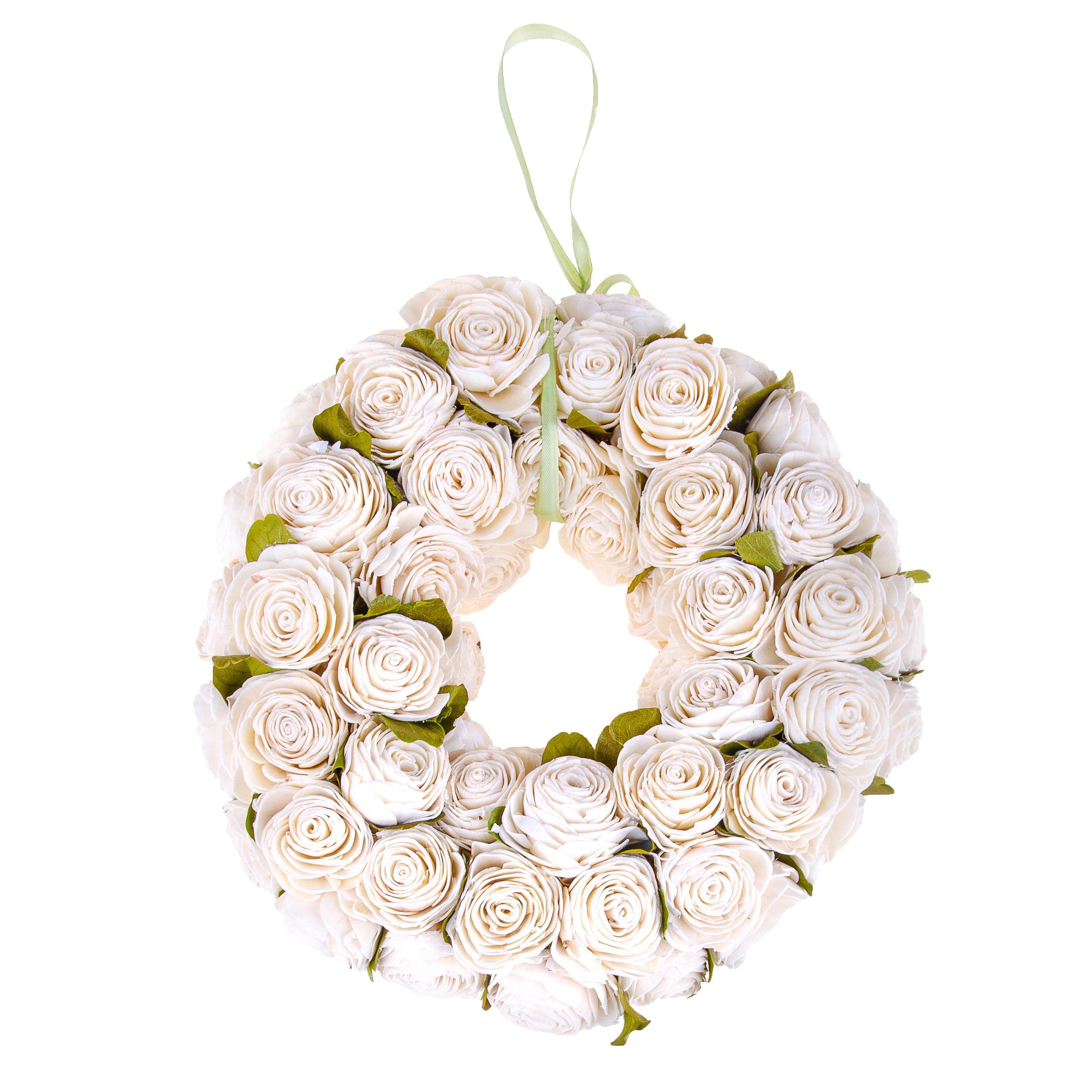 foto del prodotto corona artificiale con fiori di rose 30 cm