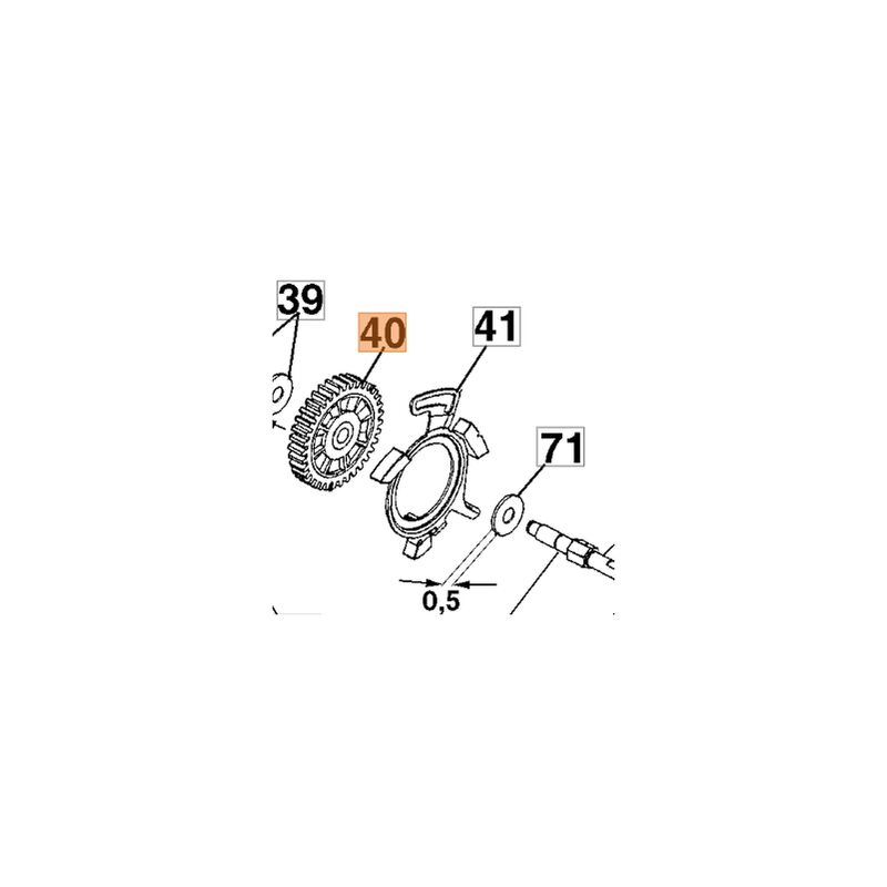 foto del prodotto corona dentata elettrosega e1500 e1700 e1900 om15e om17e om19e 51010171r oleomac