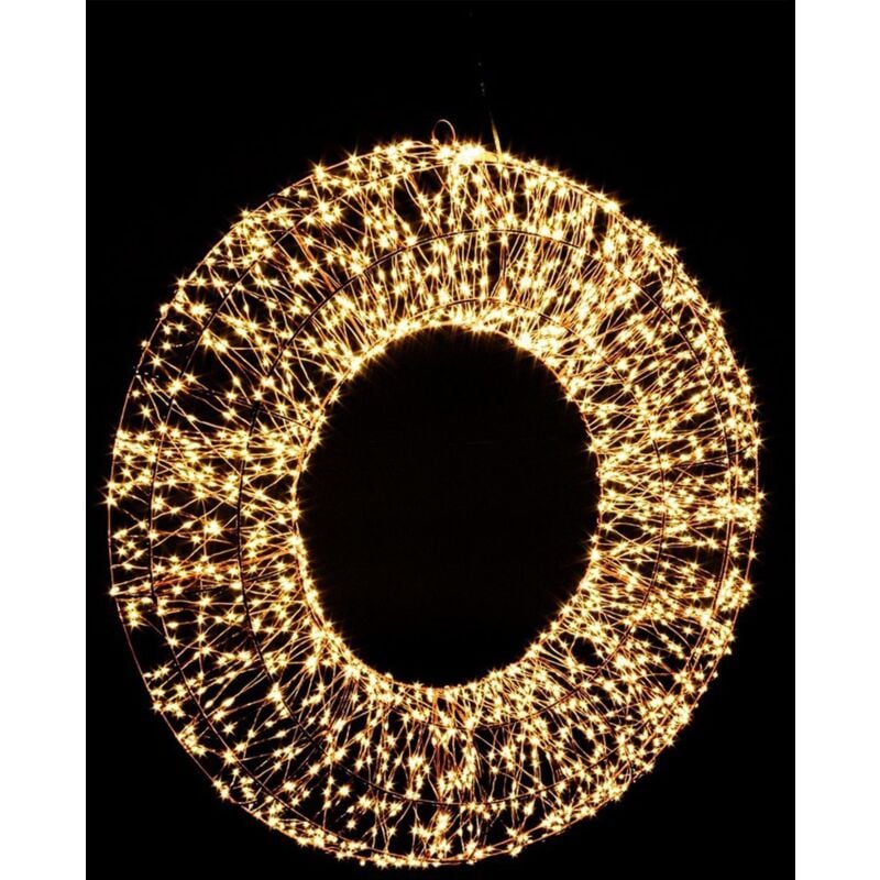 foto del prodotto corona di metallo classic copper luminosa a led con nanoled per interno con filo di rame 50 x h 7 cm