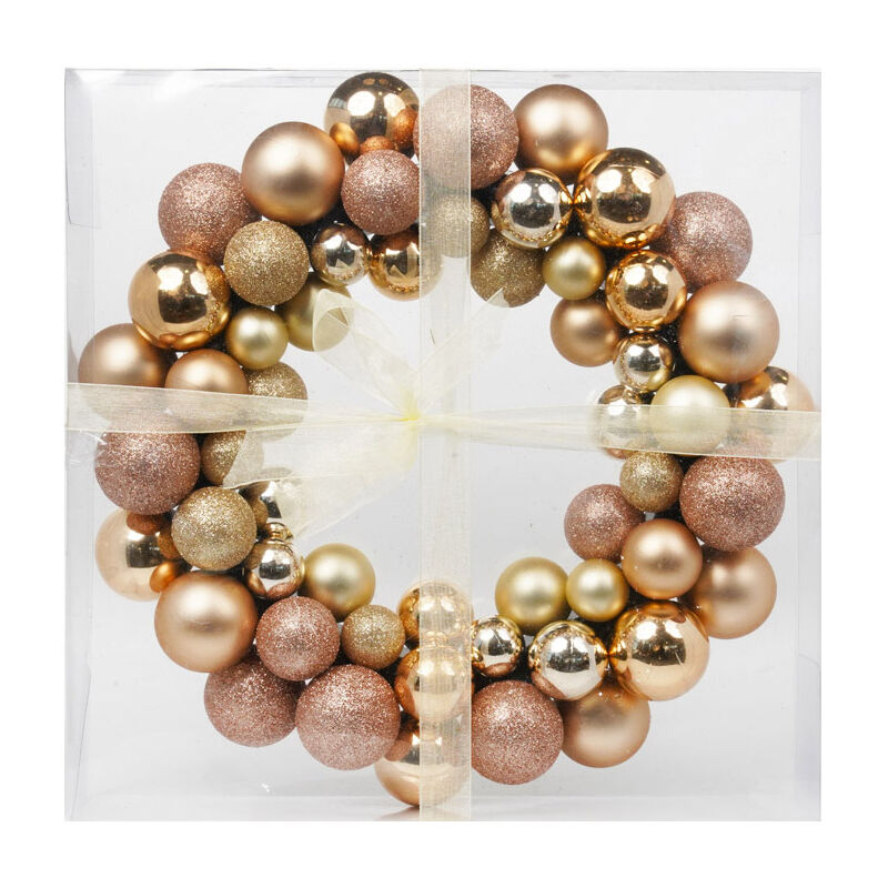 foto del prodotto corona di natale 38 cm con palline champagne