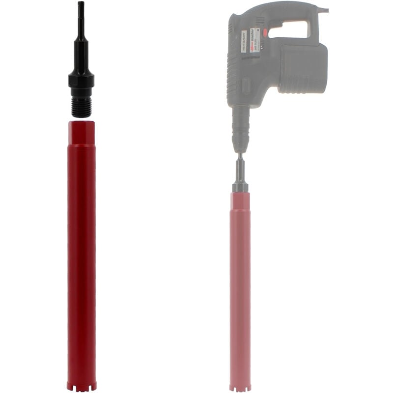 foto del prodotto corona diamantata 51 mm con adattatore per trapano e perforatore sds-plus