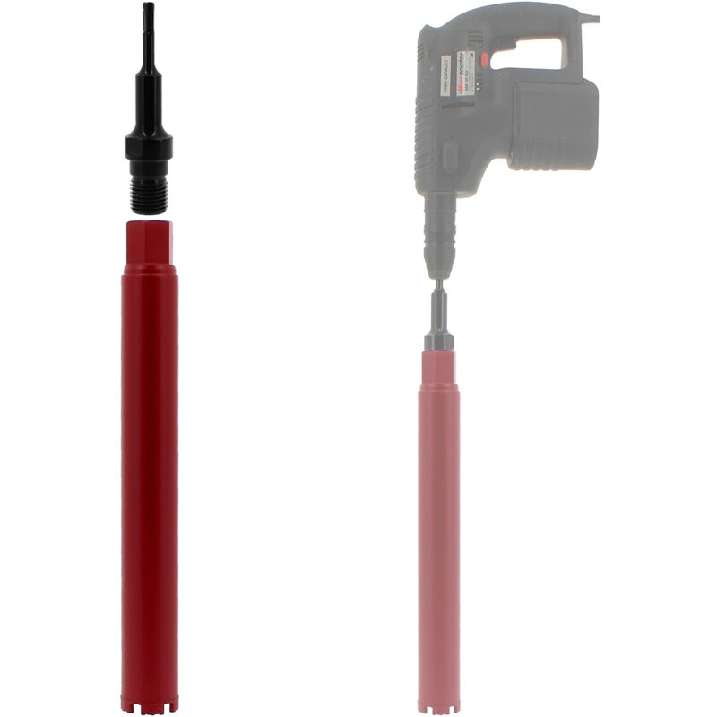 foto del prodotto corona diamantata 56 mm con adattatore per trapano e perforatore sds plus