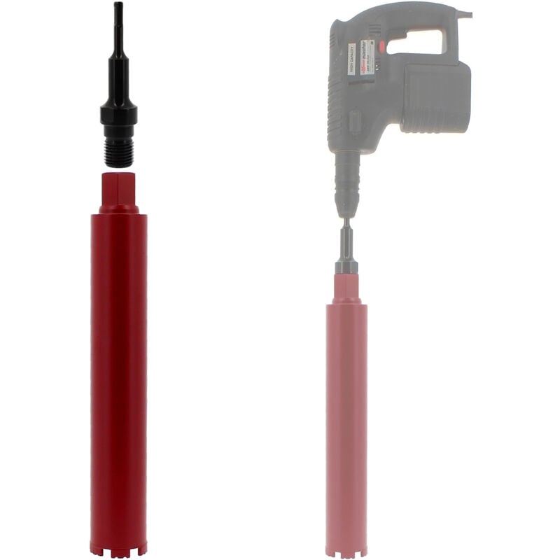 foto del prodotto corona diamantata 71 mm con adattatore per trapano e perforatore sds-plus