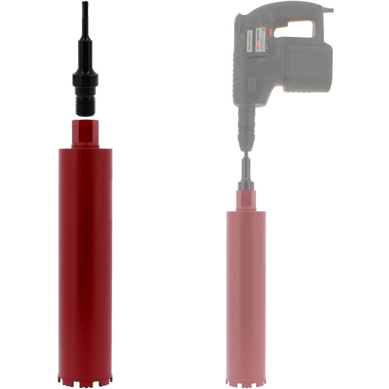 foto del prodotto corona diamantata 96 mm con adattatore per trapano e perforatore sds plus