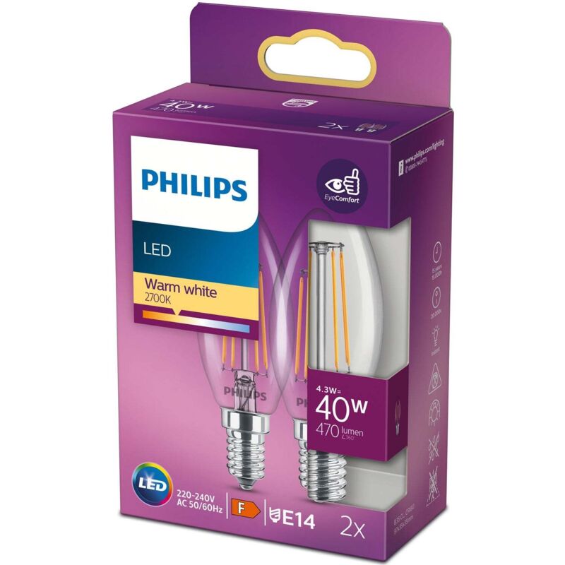 foto del prodotto corona led e14 in confezione da 2 da 43 w 40 w trasparente 470 lm 31522471 31522471 31522471 31522471 31522471