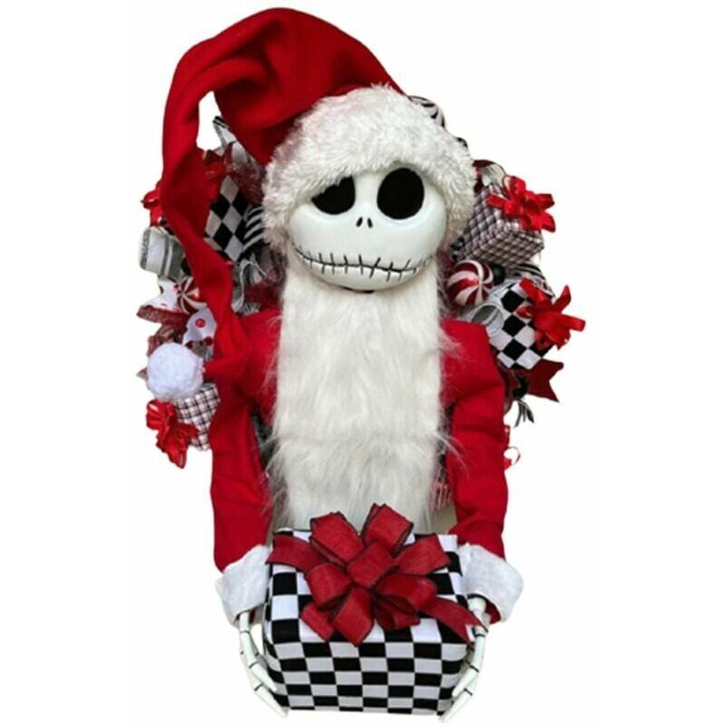 foto del prodotto corona natalizia jack skellington nightmare bee da appendere alla porta d ingresso piatto in pvc 