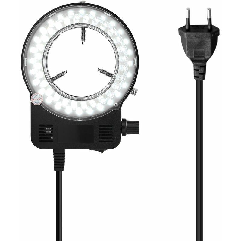 foto del prodotto corpo microscopio elettro ottico luce ad anello a led sorgente luminosa per microscopio luminosit regolabile spot luce ad anello bianco nero eu 220 v