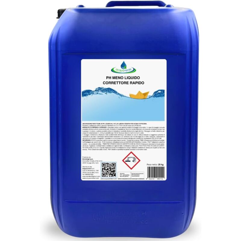 foto del prodotto correttore ph meno liquido 25 kg acquaverde regolatore e abbattitore di ph per manutenzione acqua di piscina, consigliato anche per dosatori