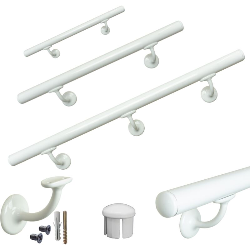 foto del prodotto corrimano a muro in alluminio d.32mm mod.v42r bianco cm-200