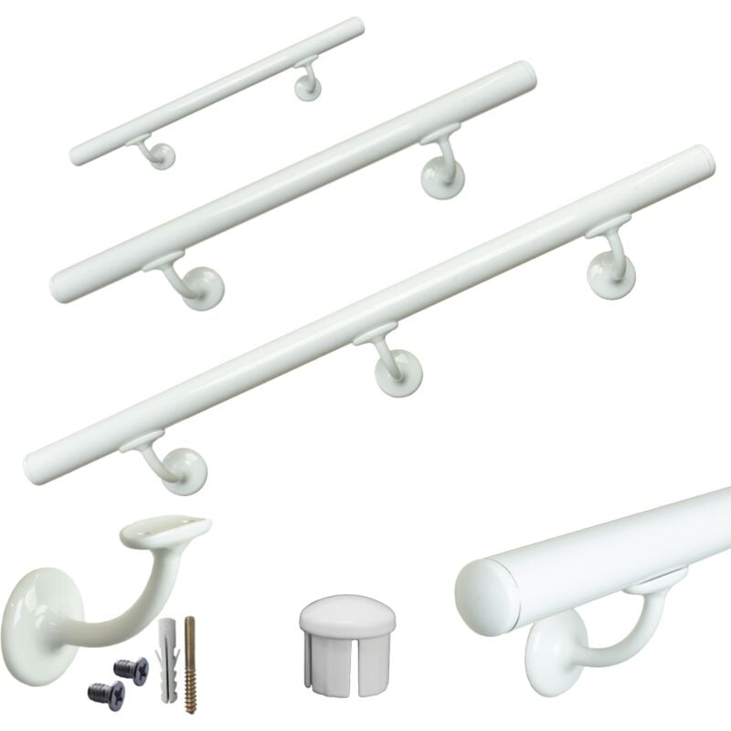 foto del prodotto corrimano a muro in alluminio d.32mm mod.v42r bianco cm-40