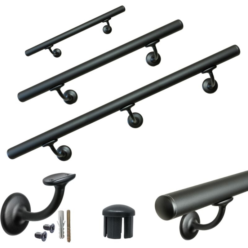 foto del prodotto corrimano a muro in alluminio d.32mm mod.v42r nero cm-200