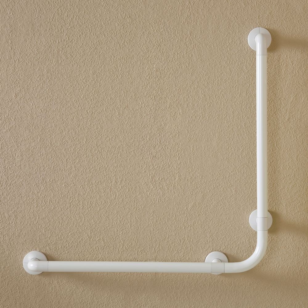 foto del prodotto corrimano angolare di sicurezza 78 x 78 cm per disabili colore bianco