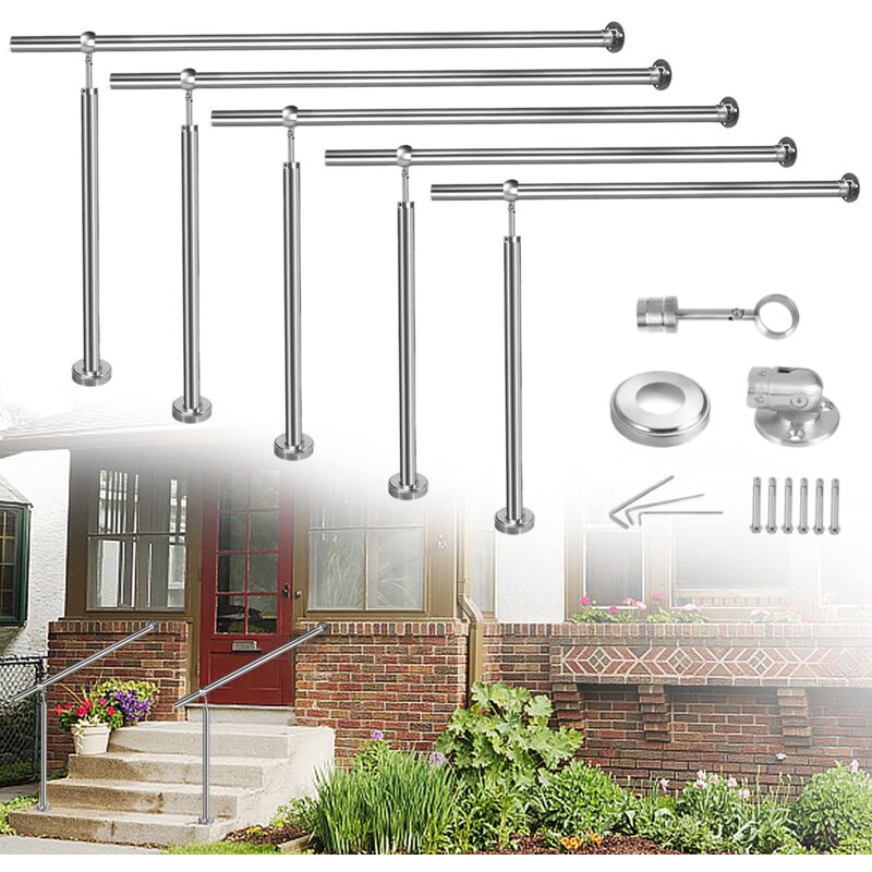 foto del prodotto corrimano in acciaio inox 180x90cm ringhiera per scale ringhiera ingresso esterno interno per scale ringhiera a muro corrimano a muro regolabile a