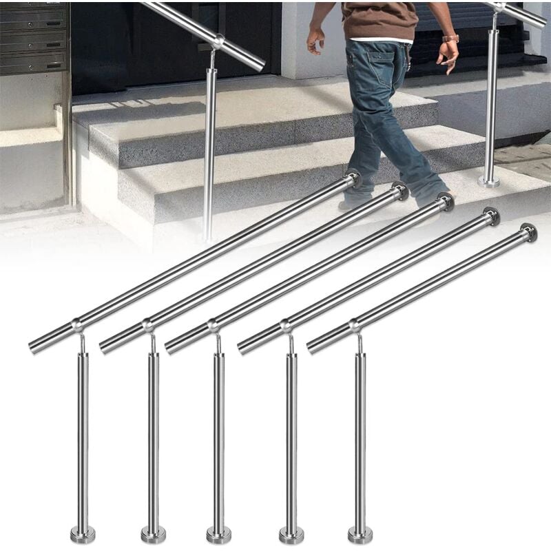 foto del prodotto corrimano in acciaio inox 200x90cm ringhiera per scale ringhiera ingresso esterno interno per scale ringhiera a muro corrimano a muro regolabile a