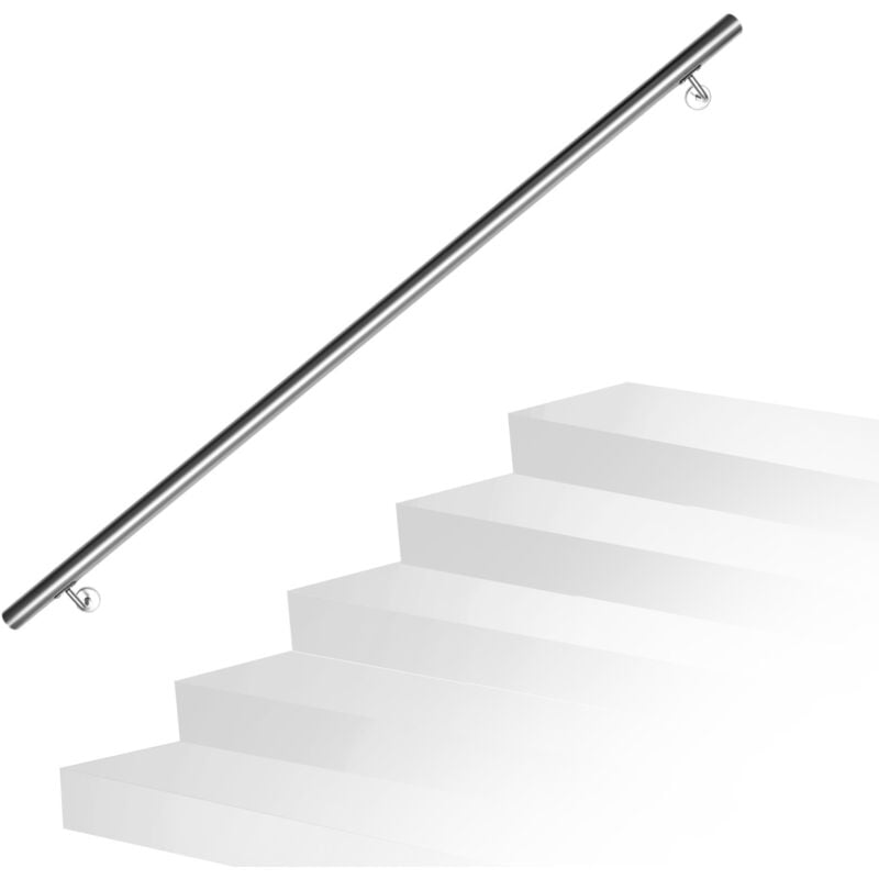 foto del prodotto corrimano in acciaio inox v2a per scale - supporto a parete, scelta 160 cm - swanew