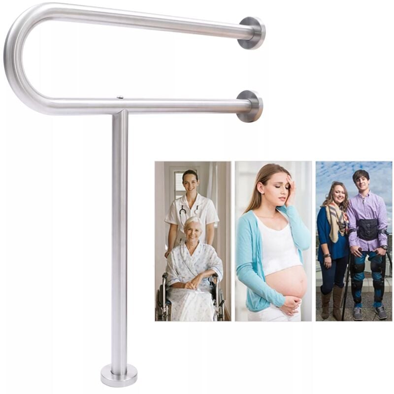 foto del prodotto corrimano per wc in acciaio inox, adatto per bagno, wc, corridoio, hotel, luogo pubblico, 60 x 73 cm