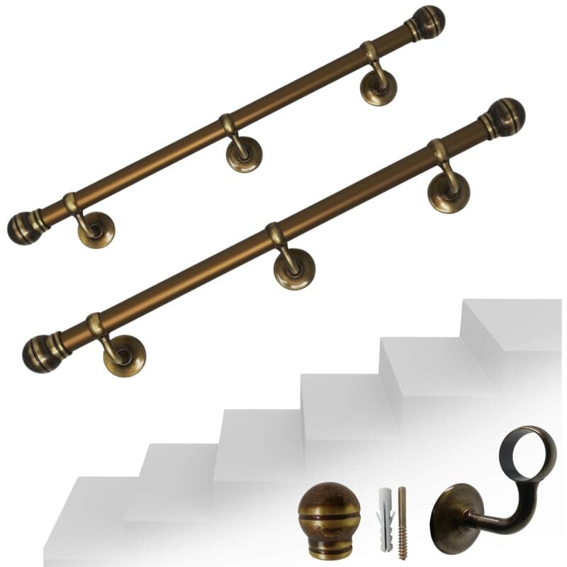 foto del prodotto corrimano scala passamano in alluminio con finale a palla vari colori bronzo - 2mt