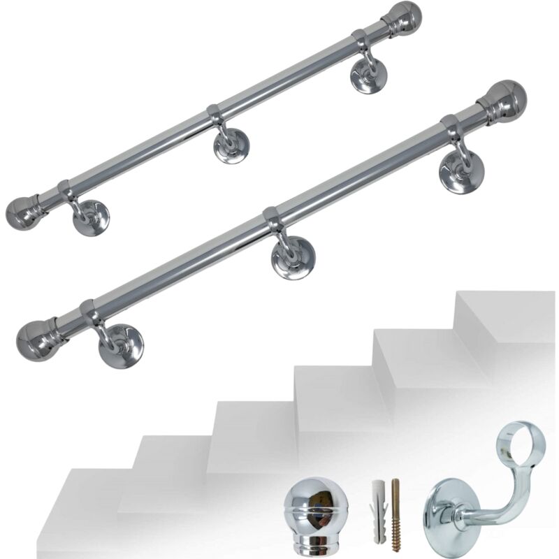 foto del prodotto corrimano scala passamano in alluminio con finale a palla vari colori cromo - 2mt