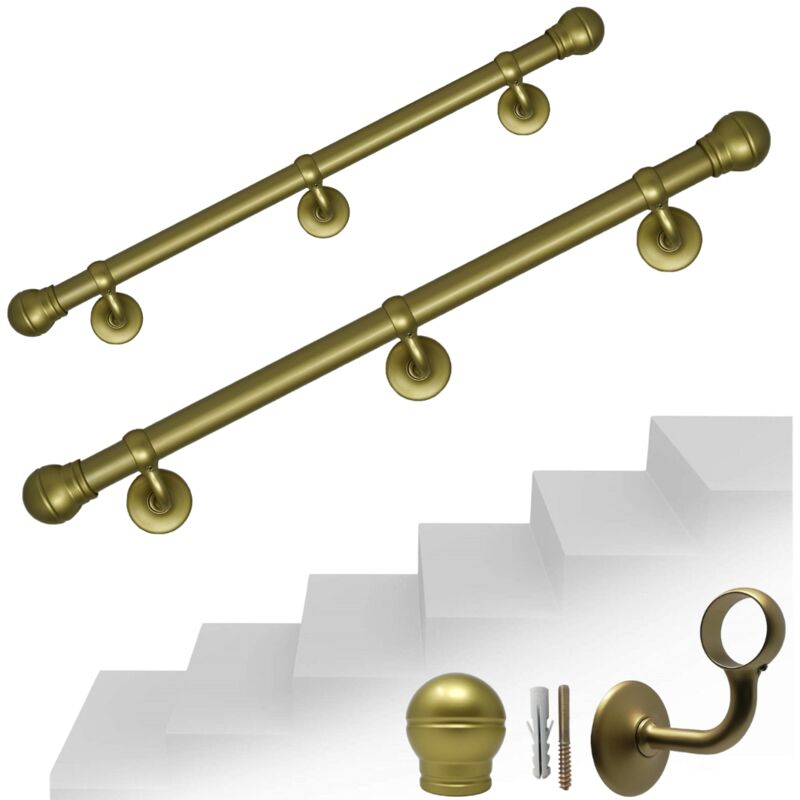 foto del prodotto corrimano scala passamano in alluminio con finale a palla vari colori oro satinato - 1mt