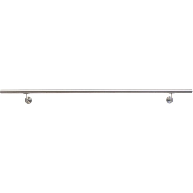 foto del prodotto corrimano tondo in acciaio inox aisi 304 satinato da 2 metri kit completo con ancoraggio