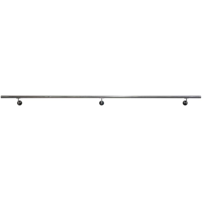 foto del prodotto corrimano tondo in acciaio inox aisi 316 lucido da 3 metri kit completo con ancoraggio