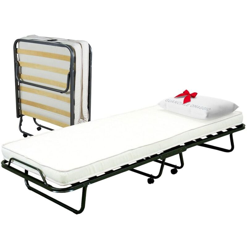 foto del prodotto cortassa soluko letto brandina pieghevole a doghe con materasso 80x200 singola cuscino
