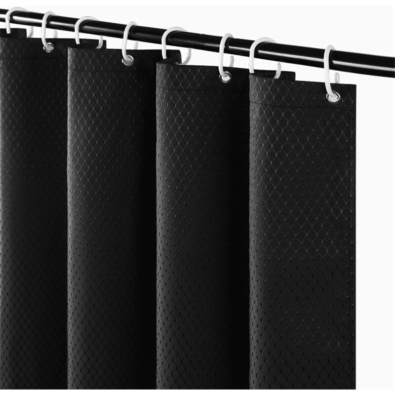 foto del prodotto cortina de ducha impermeable antimoho, cortina de ba o con ganchos para cortina de ducha negro 100x200cm