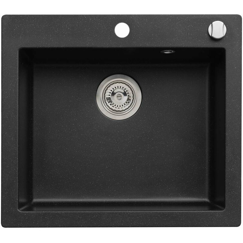 foto del prodotto cortina lavello in granito 57x50 cm, con comando dello scarico, carbon 1133447 alveus