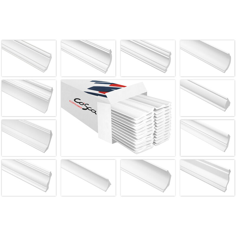 foto del prodotto cosca - modanature per soffitti in hdps - polistirene ad alta densità, resistente alla luce e agli urti - modanature in stucco 2 metri 1
