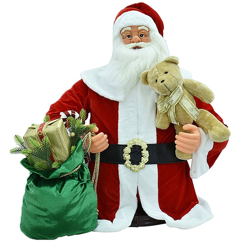 foto del prodotto cose da casa babbo natale rosso gigante 130 cm animato, canta e balla a mezzo busto da appoggio dettagli curati bar ristorante pizzerie