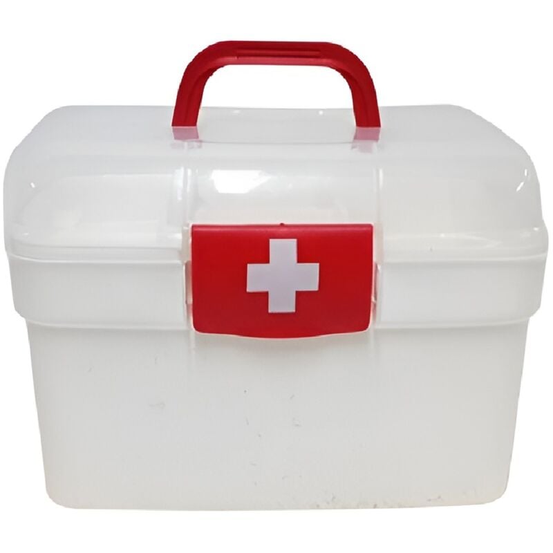 foto del prodotto cose da casa cassetta pronto soccorso medica porta medicine con maniglia e scomparto contenitore organizzatore per medicinali misure 26x16x18 cm