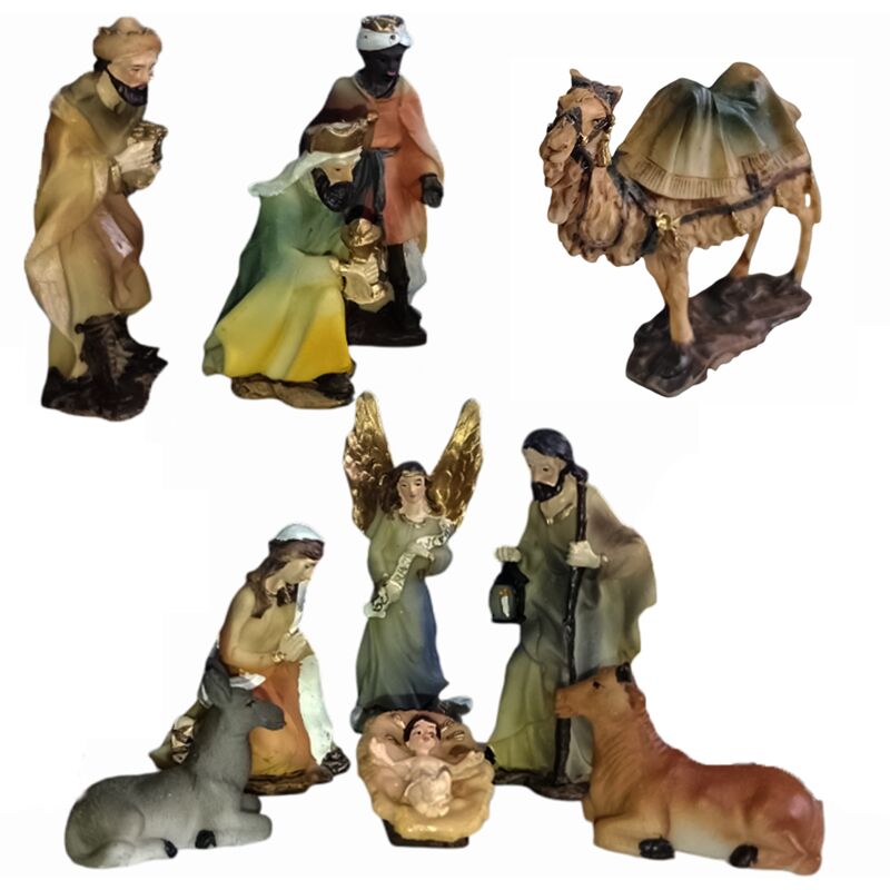 foto del prodotto cose da casa nativit sacrafamiglia 10pz pastorelli cm9 statuine pastori per presepe completa di re maggi bue asinello e cammello