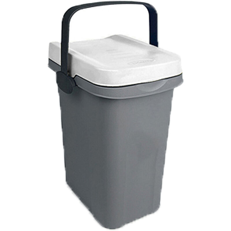foto del prodotto cose da casa pattumiera per raccolta differenziata 7 lt bidone base grigia con coperchio bianco e maniglia per casa cucina pub bar ristoranti