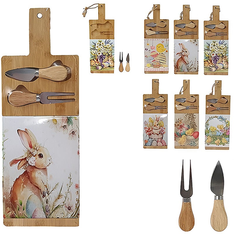 foto del prodotto cose da casa tagliere in ceramica e legno con coltello e forchetta per formaggio decorazioni di pasqua addobbi pasquali idea regalo casa cucina 20