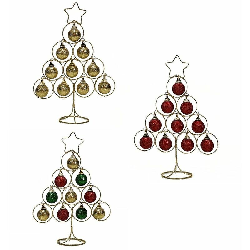 foto del prodotto cosedacasa albero di natale con palline rosse oro multicolor decorazioni addobbi natalizi per casa negozio ufficio idea regalo h31 cm