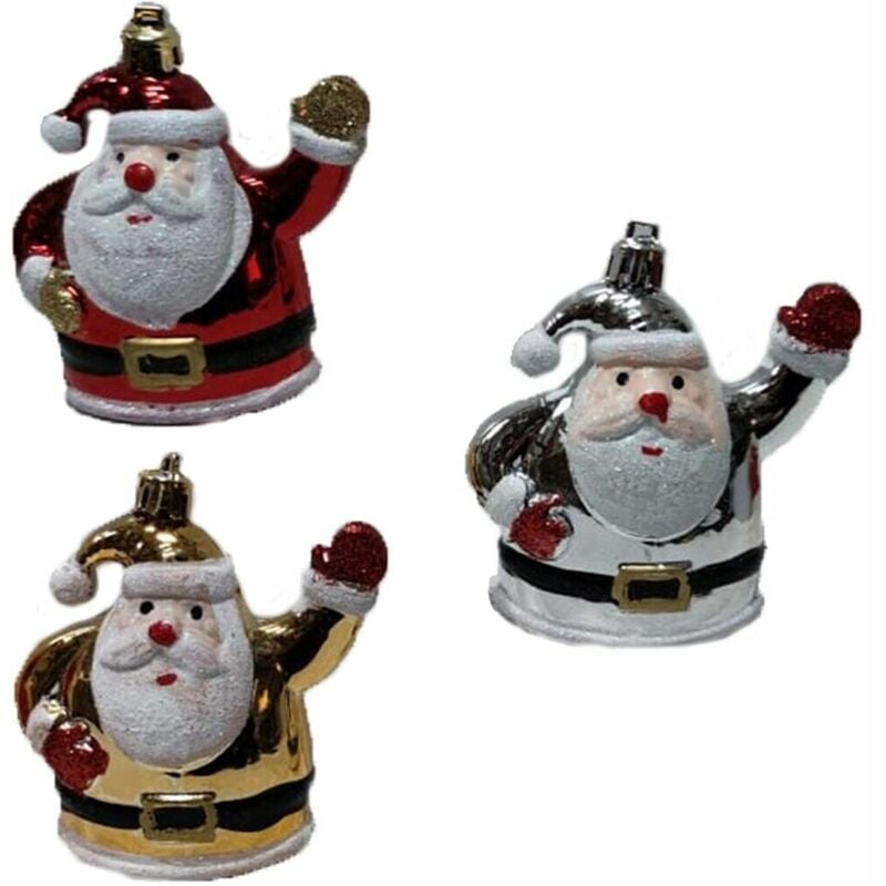 foto del prodotto cosedacasa - babbo addobbi decorazioni natalizi palline per albero di natale rosso oro argento in plastica con glitter set da 12 - decoro 12