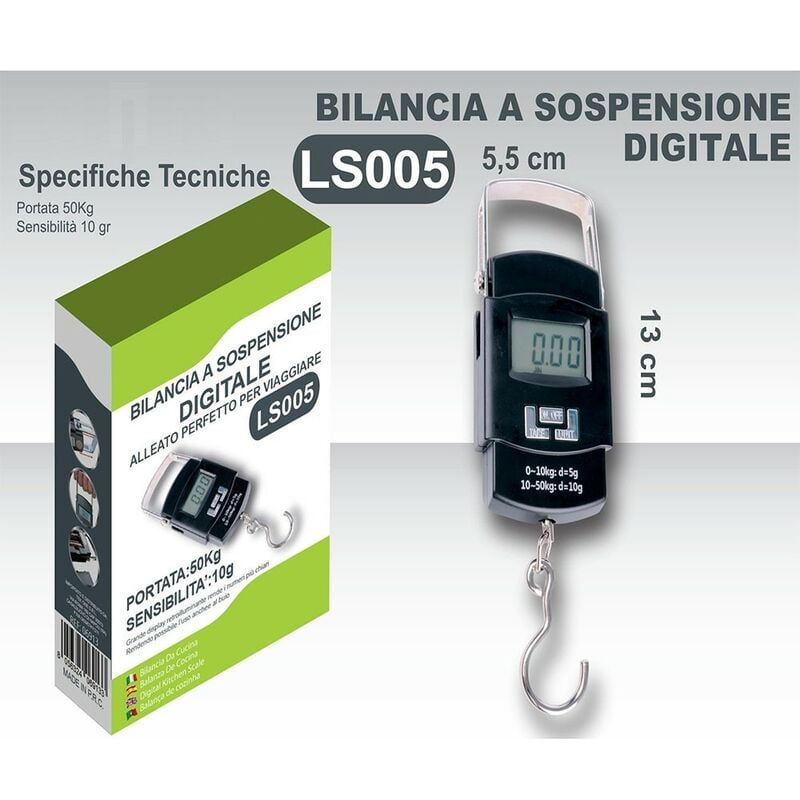 foto del prodotto cosedacasa bilancia a sospensione con gancio per pesare valigie trolley da viaggio alimenti piccola pratica fino a 50kg