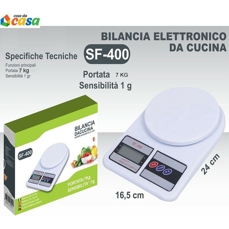 foto del prodotto cosedacasa bilancia da cucina digitale per pesare cibi pietanze con precisione fino a 7kg con schermo lcd