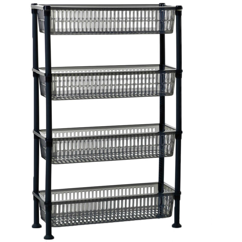 foto del prodotto cosedacasa carrello scaffale multiuso casa bagno slim stretto salvaspazio frutta verdura dispense nero trasparente h81xp20xl50 contenitore