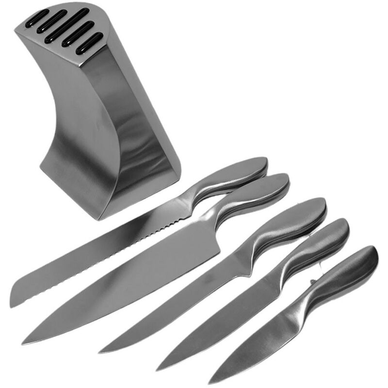 foto del prodotto cosedacasa ceppo porta coltelli da cucina professionali in acciaio inossidabile per cuoco ristorante set da 5
