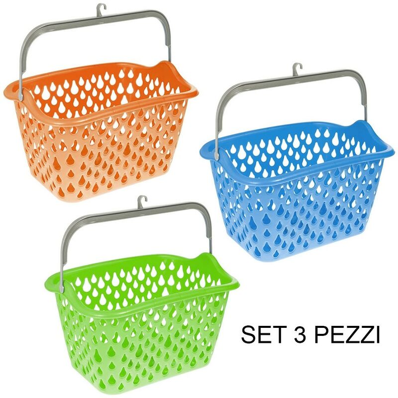 foto del prodotto cosedacasa cestino cesta contenitore multiuso appendibili porta oggetti casa bagno set 3pz